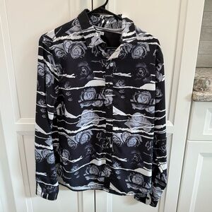 Fashion Nova rose print button up shirt